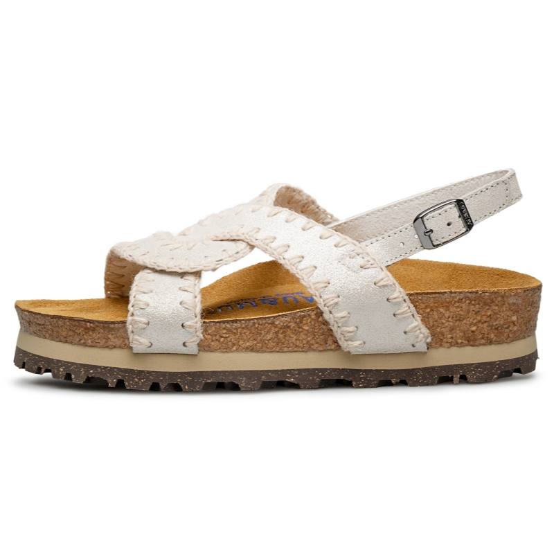 AU&MU Beach Sandals Women's Carmine, Pearl White, Black Knight Flower, Fendi Yellow