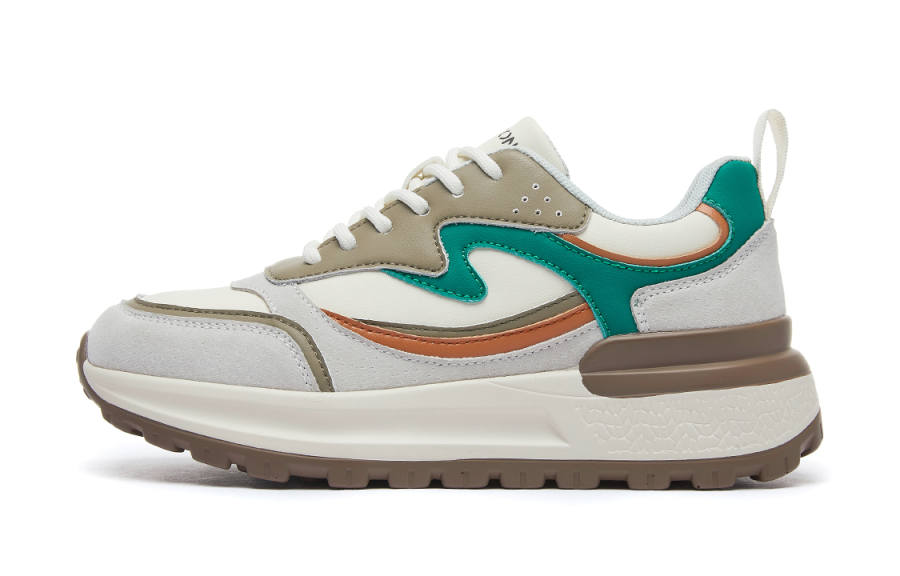 YEARCON Casual Shoes Women's Low Top White Gray/Dark Lake Green, Light Lotus Gray/Olive Brown