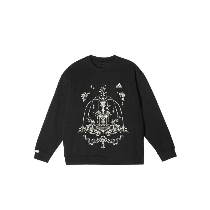 Adidas Adidas LABEL Snow Blowing Winter YMK Graffiti Print Comfortable Crew Neck Fleece Lined Pullover Long Sleeved Sweatshirt