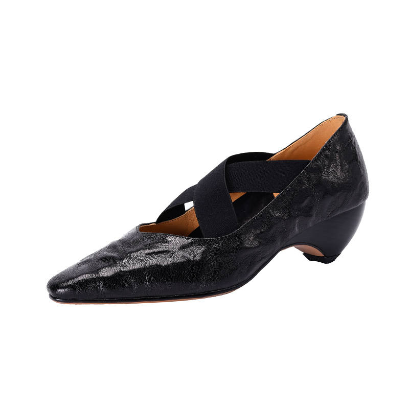 Echo&yolo Sheepskin Irregular Heel Mary Jane Shoes 4cm Women's