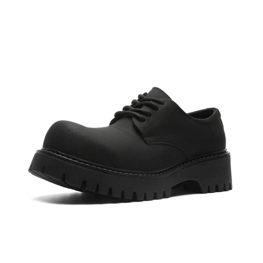 Lanza Casual Leather Shoes Unisex Low Top Black