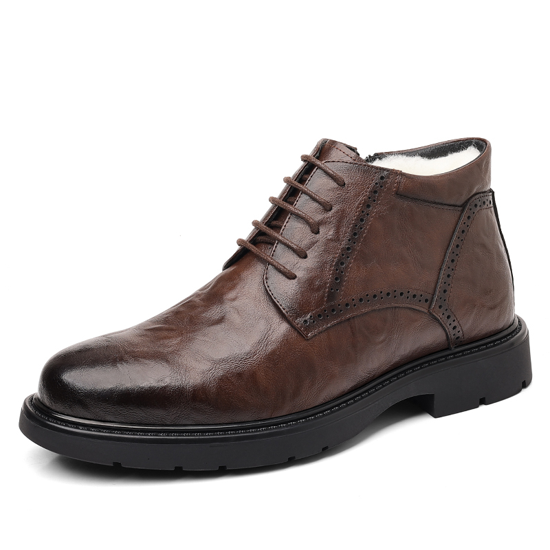 Shanpijiang Cow Split Leather Fleece Lined Business Commute Style, Trendy Individual Casual Shoes Men's
