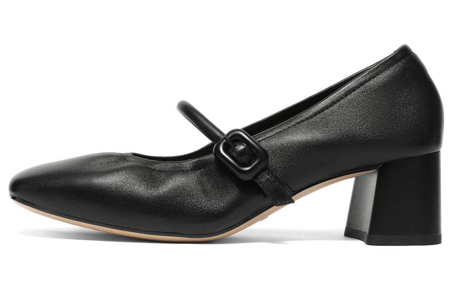 Senda Sheepskin Chunky Heel Mary Jane Shoes 6.5cm Women's