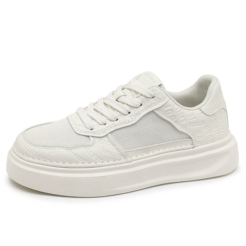 SENGUIBUCK Microfiber Leather Balance Height Increasing Balance Height Increasing Low top Skateboard Shoes Men's Ecru