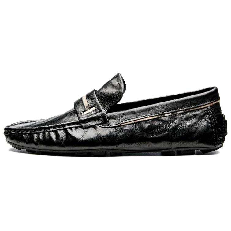 Brounvanm Top Grain Cow Leather Gommino Loafers Men's Black