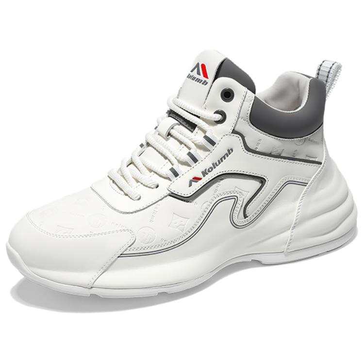 KOLUMB Anti-Slip And Wear-Resistant Height Increasing Mid-Top Casual Shoes Men's White Blue