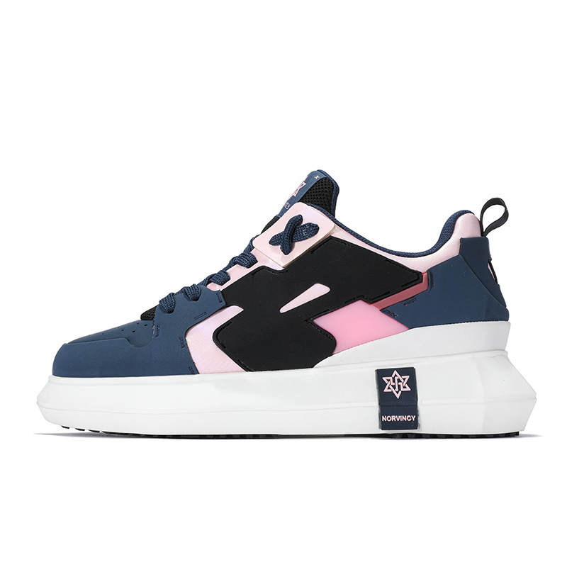 NORVINCY Fabric Low top Skateboard Shoes Unisex Deep Blue Pink