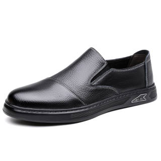 DAOTUSEN Casual Leather Shoes Men's Low Top Black White Yellow