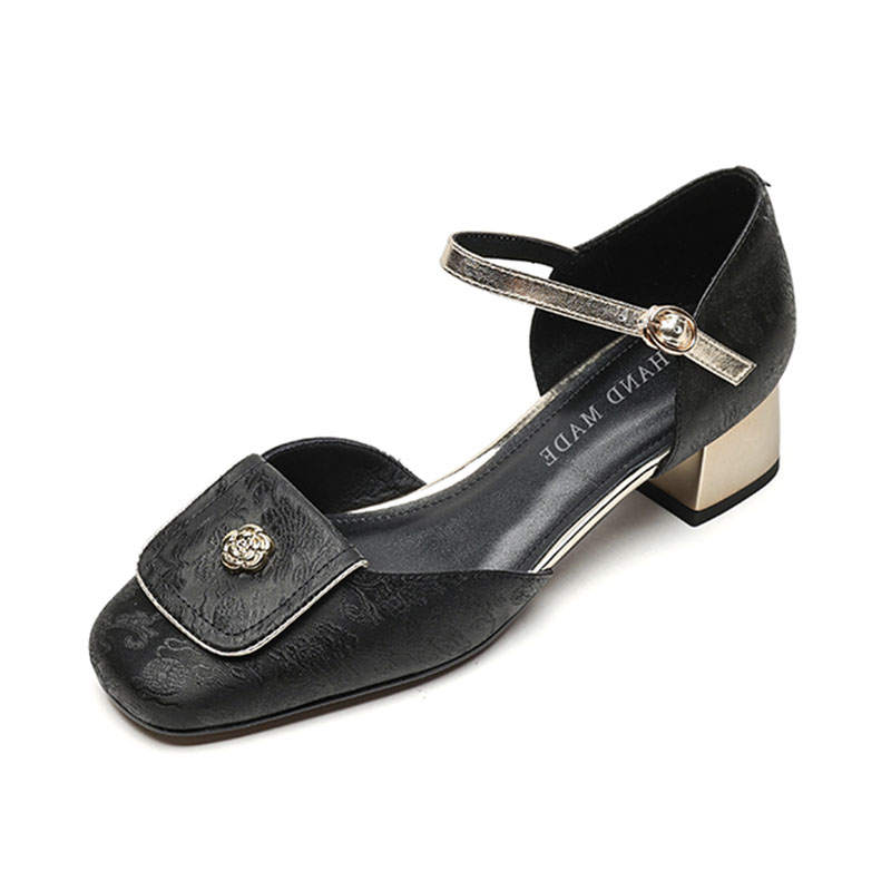 Echo&yolo Cow Leather Chunky Heel Mary Jane Shoes 4cm Women's