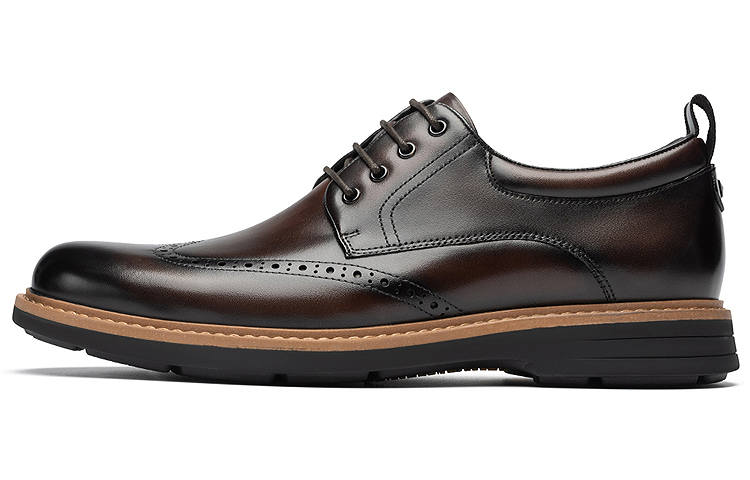 Roberta Di Camerino Casual Leather Shoes Men's Low Top Dark Coffee