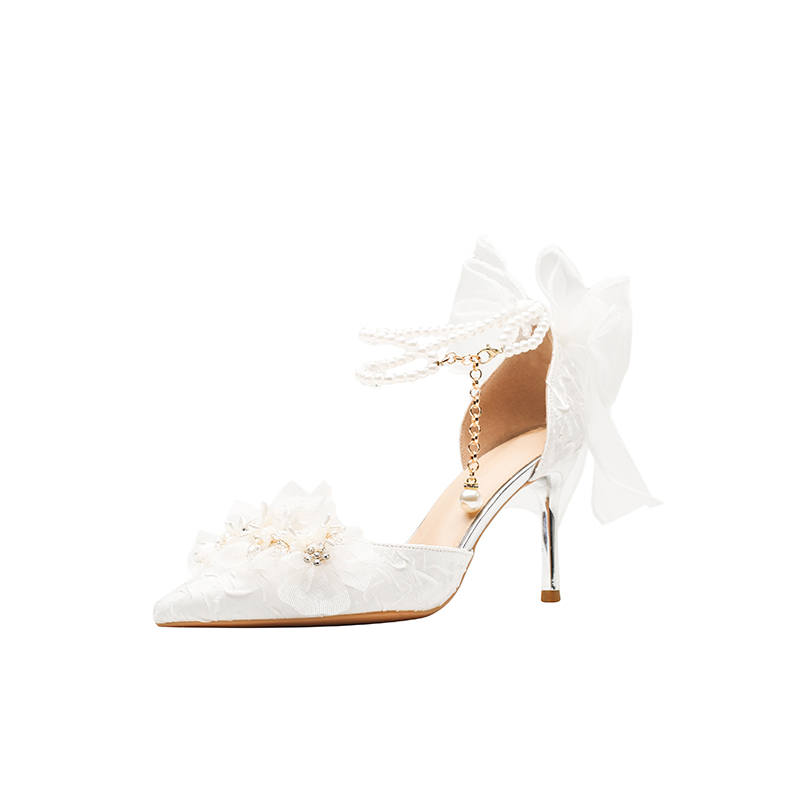 Zubumei Microfiber Leather Slim Heel High Heels Women's White