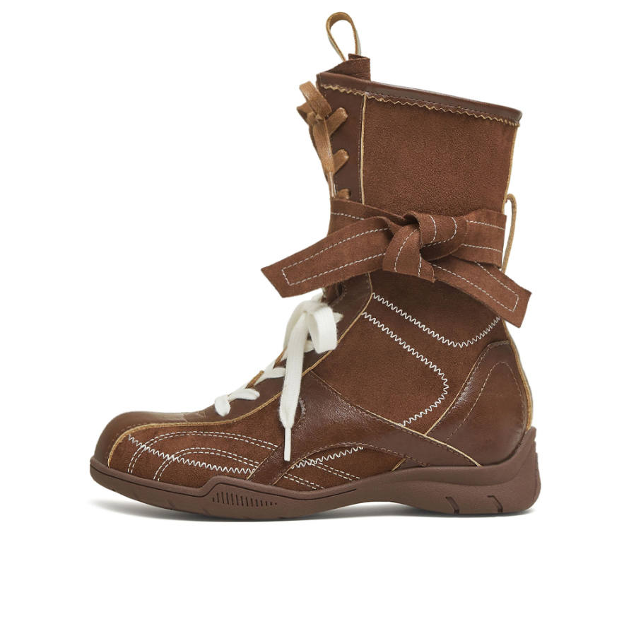 Teenmix Fall Winter Boxing Boots Cow Split Leather Ankle Boots 4cm Women's