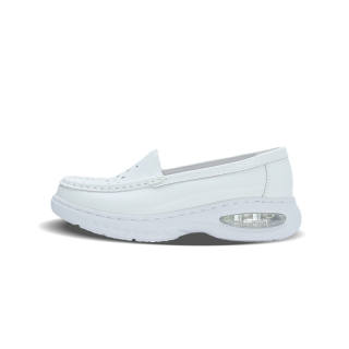 FEIYING Cow Split Leather Cushioning Loafers 3.5cm Women's White