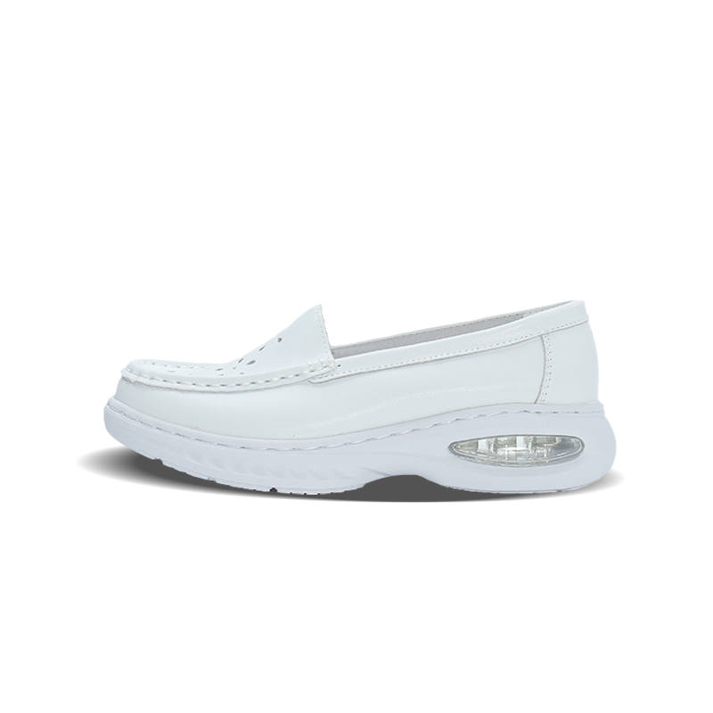 FEIYING Cow Split Leather Cushioning Loafers 3.5cm Women's White