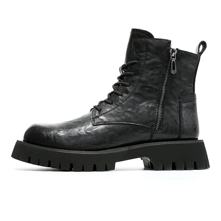 KAIMALONG KAIMALONG Cow Split Leather Crew Combat Boots Men's