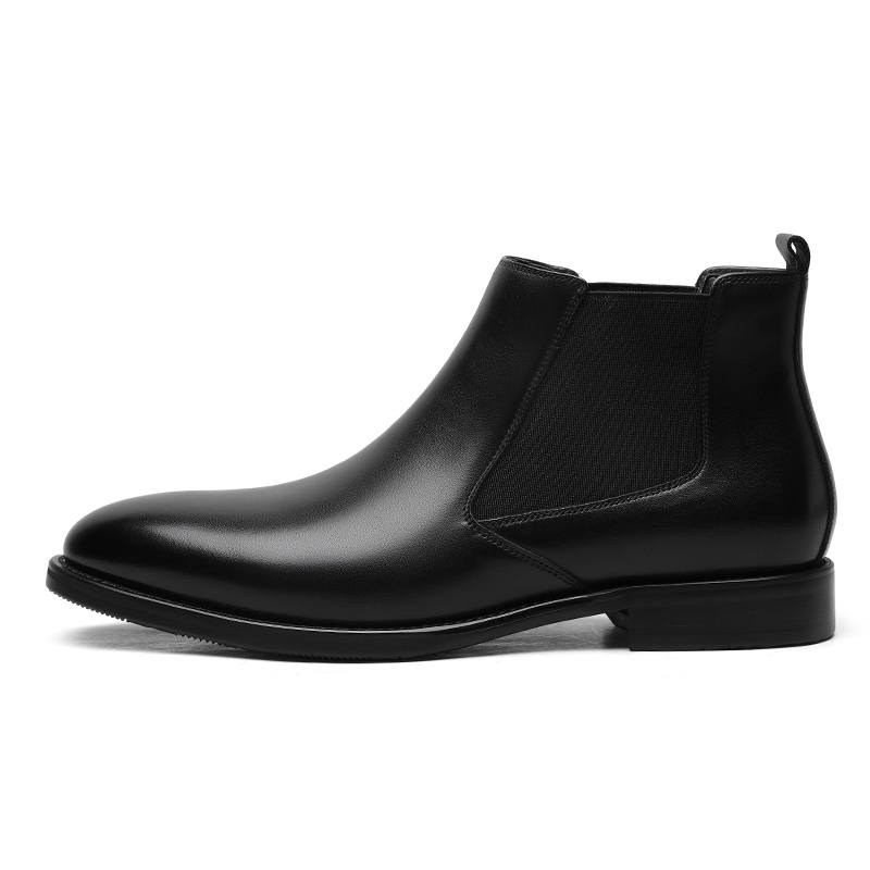 GOLDLION Cow Leather Short Chelsea Boots Men's White