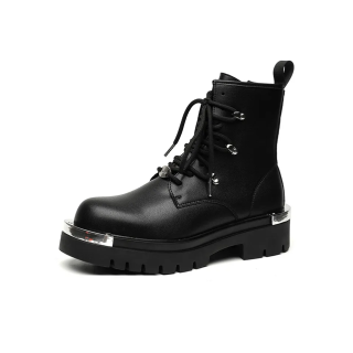 SOBB Microfiber Leather Short Combat Boots Men's Black