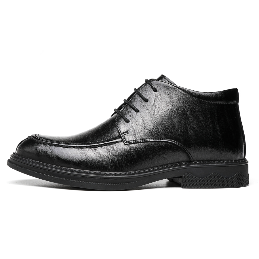 CHINT CHINT Casual Leather Shoes Men's Mid Top Black