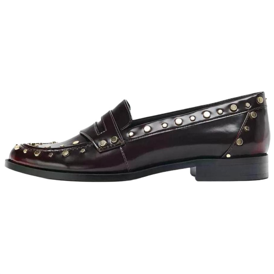 ZARA Pu Loafers 2.5cm Women's Dark Red Color