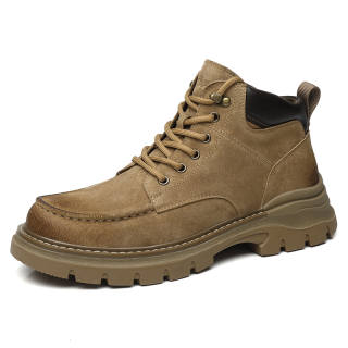AOSAILUN Split Pig Leather Short Combat Boots Men's