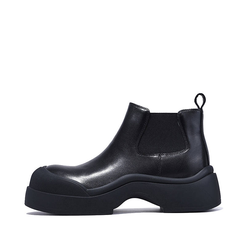 BELLALILY Top Grain Cow Leather Short Chelsea Boots 4.5cm Women's