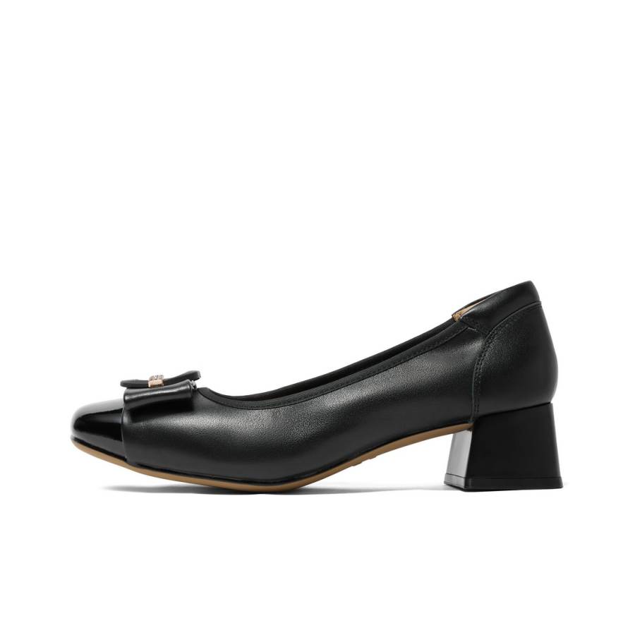 BELLE Cow Leather Chunky Heel High Heels 4cm Women's