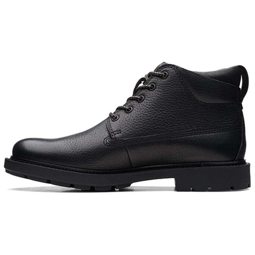Clarks Cow Leather Comfortable Round Toe Short Combat Boots Men's Black