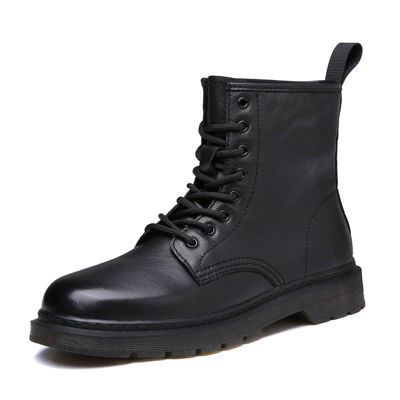 Devanro Devanro Cow Leather Short Combat Boots Men's Black