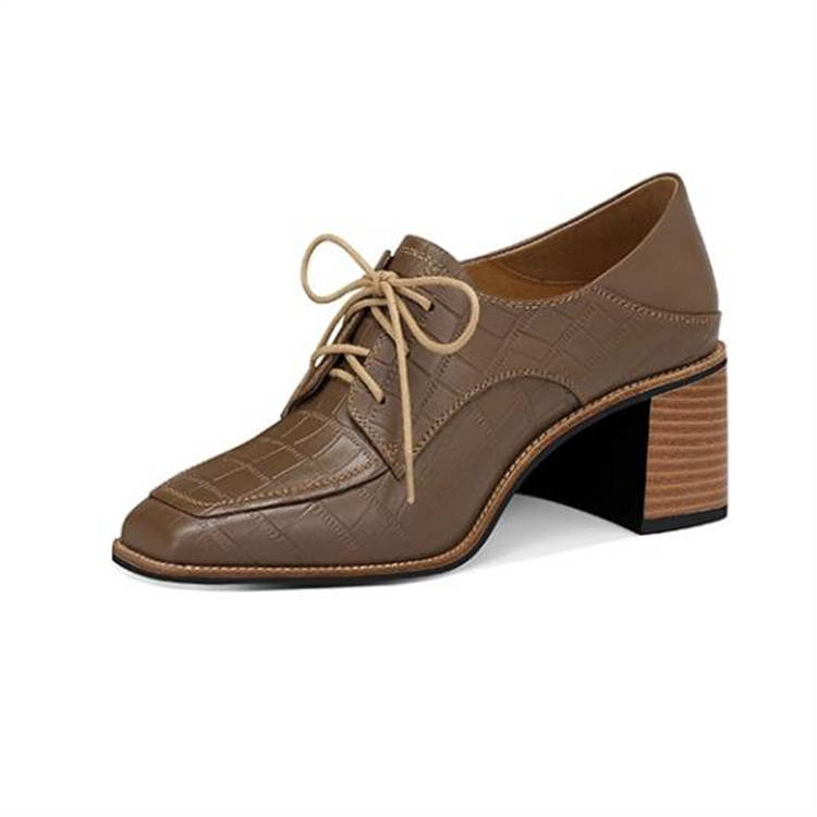 JESSICA SOPHIA Cow Leather Chunky Heel High Heels 5CM Women's