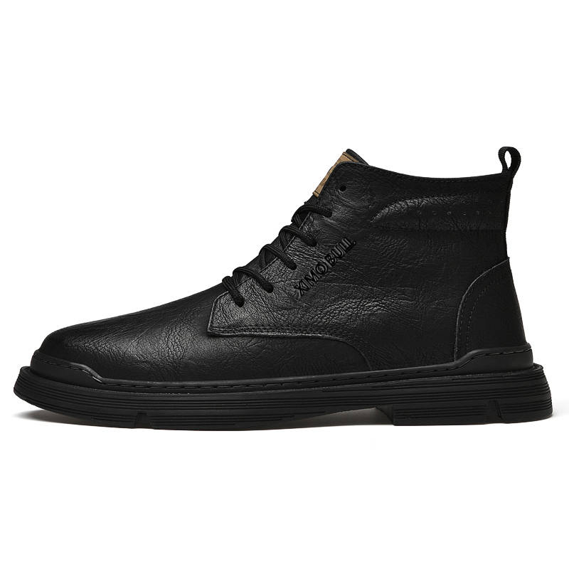 XIMO BULL XIMO BULL Cow Split Leather Crew Combat Boots 5cm Men's
