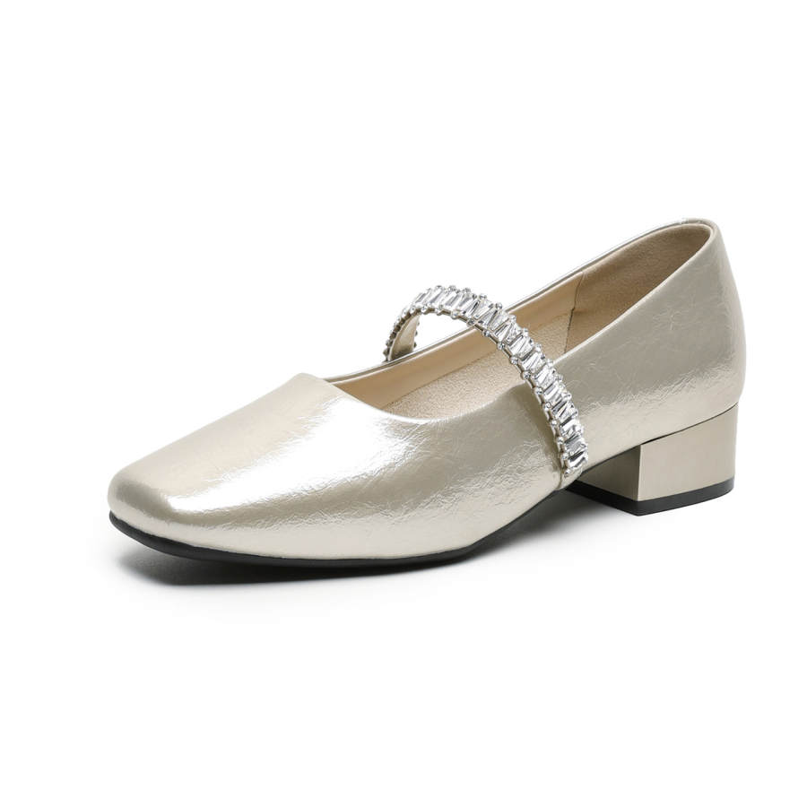 HUANAI Mary Jane Shoes Women's Beige/Gold