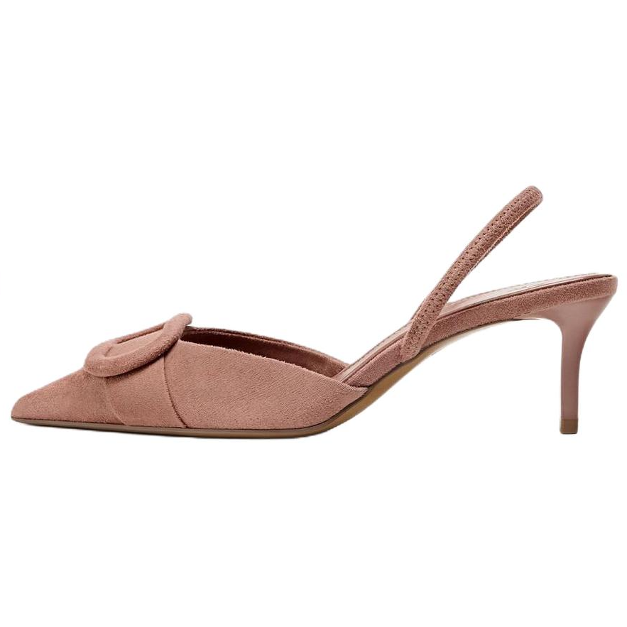 ZARA Slim Heel High Heels 6CM Women's Rose Red