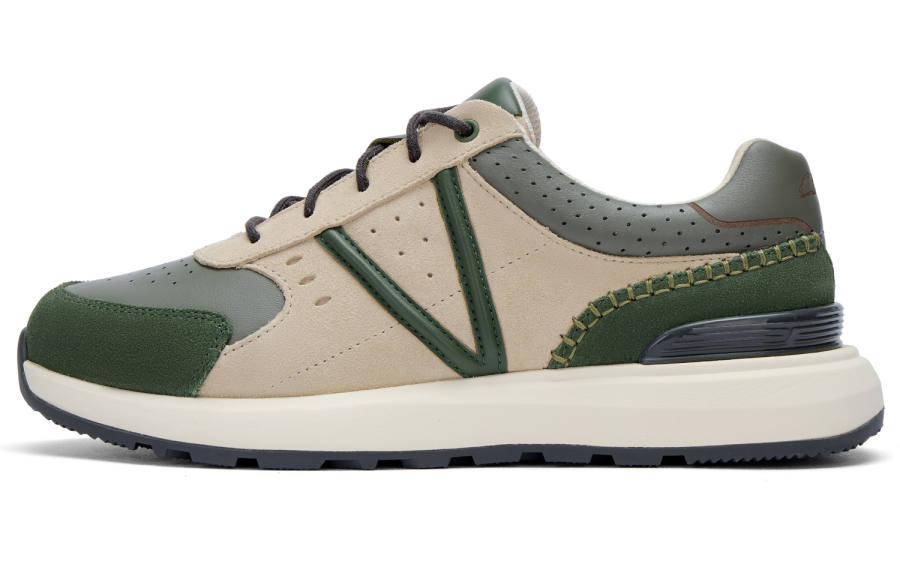 Clarks Cow Split Leather Low top Casual Shoes Men's Green