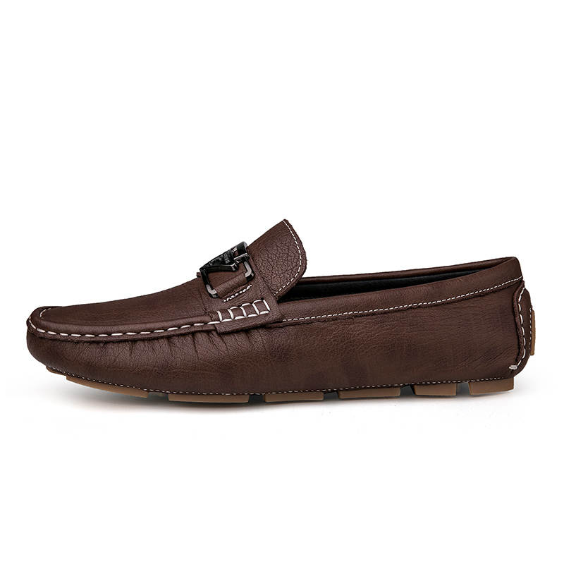 CKVUSAMG Top Grain Cow Leather Casual Shoes Men's Brown