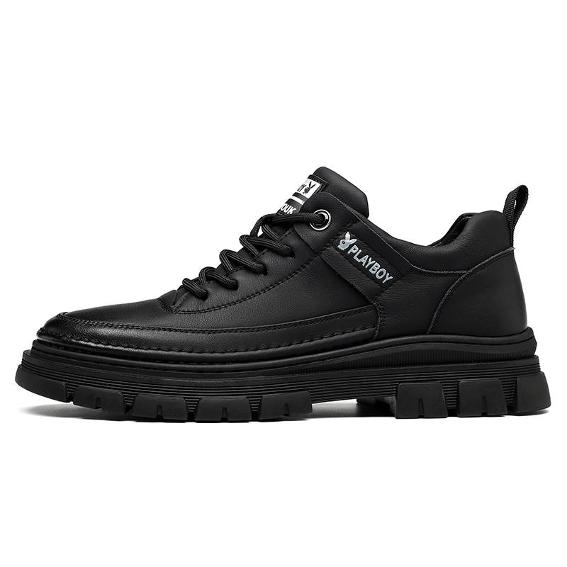 Playboy Microfiber Leather Abrasion Resistant Low top Skateboard Shoes Men's Black