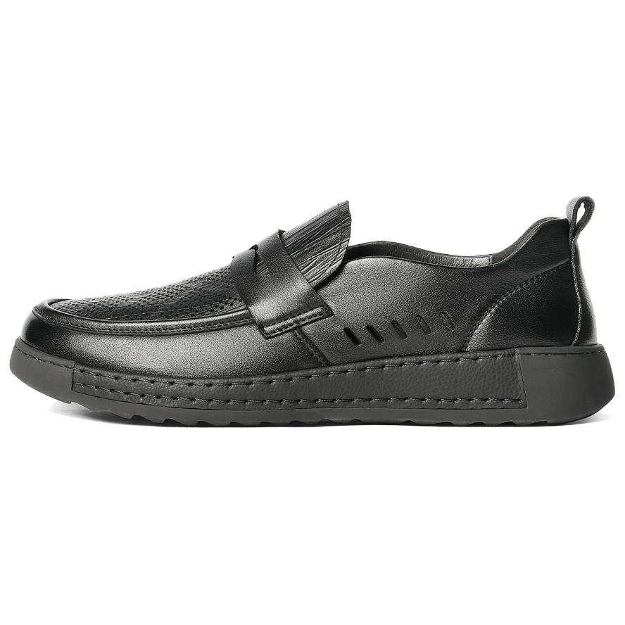Senda Casual Leather Shoes Men's Low Top Black