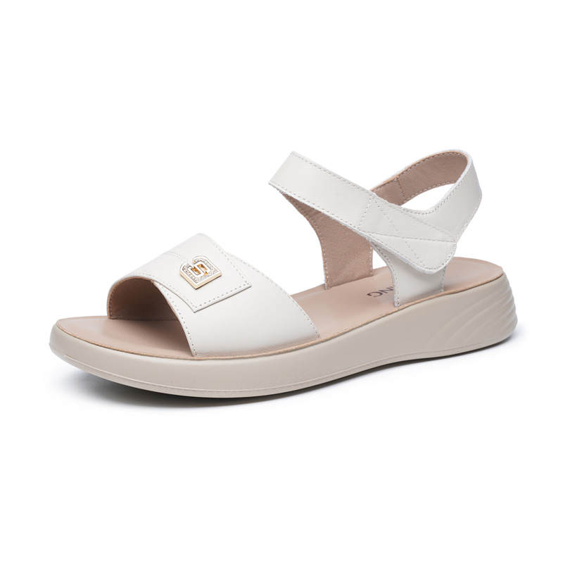 AOKANG Top Grain Cow Leather One Strap Sandals Women's