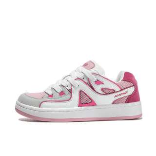 HAOWA Phantom Collection, Dreamy Pink Cow Split Leather Low top Skateboard Shoes Women's White Pink