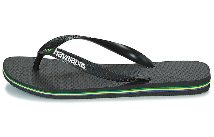 Havaianas Rubber Sole Abrasion Resistant Flip Flops Unisex Black Green