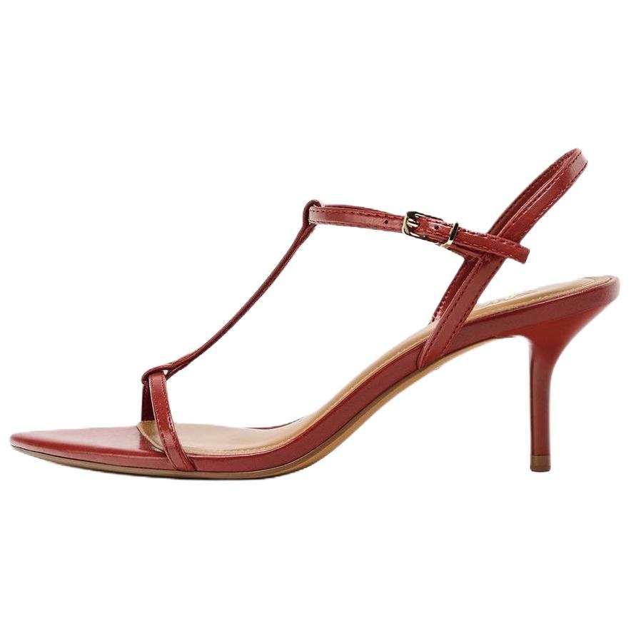 ZARA One Strap Sandals 8cm Women's Red