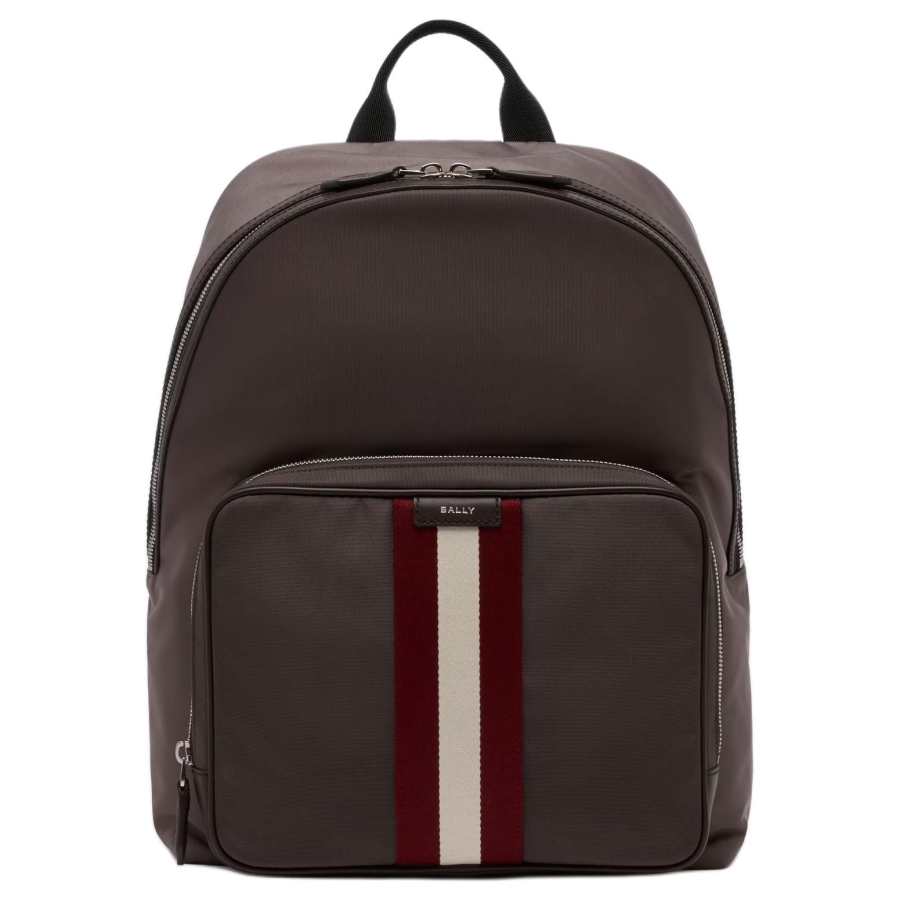BALLY Code Fabric With Cow Leather Backpack Medium Men's Gray