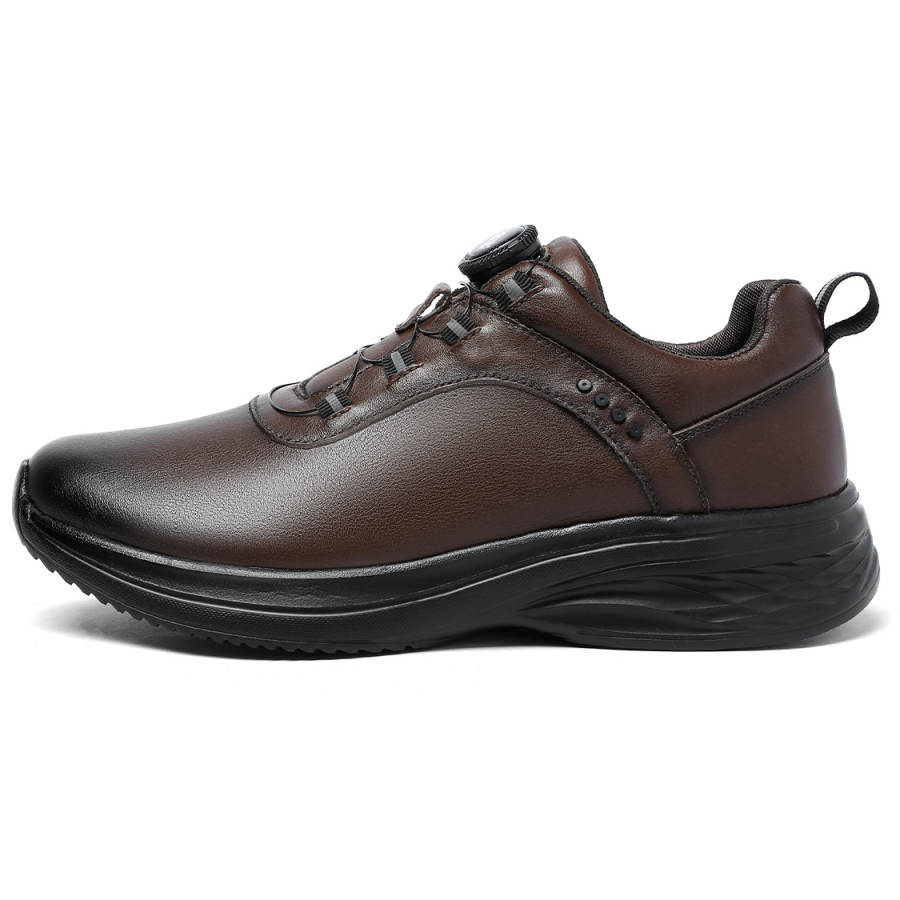 Mulinsen Sports Leather Shoes Top Grain Cow Leather Men's Casual Shoes Men's Black