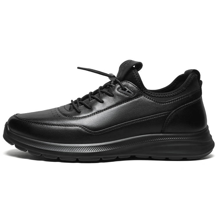 Mulinsen Sports Leather Shoes Top Grain Cow Leather Men's Casual Shoes Men's Black