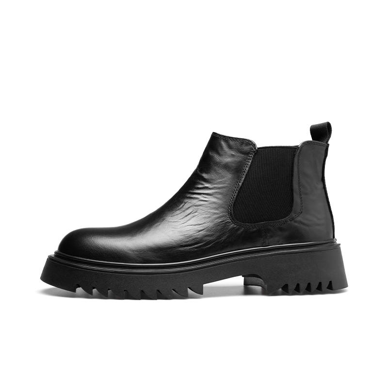 PARDASAUL Cow Leather Short Chelsea Boots Men's Black
