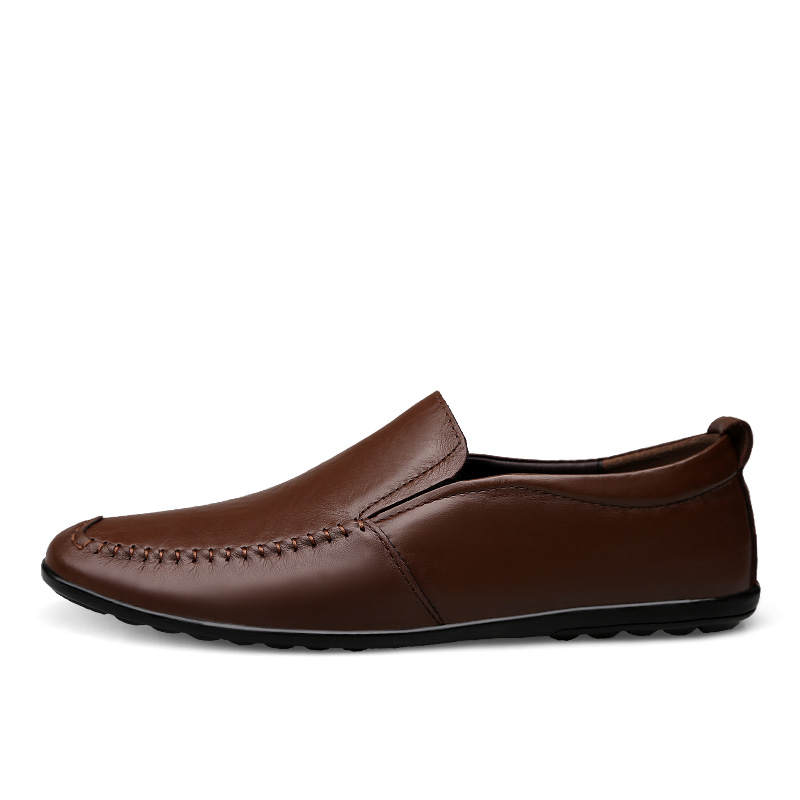 YINGLUNQISHI Top Grain Cow Leather Casual Shoes Men's Dark Brown