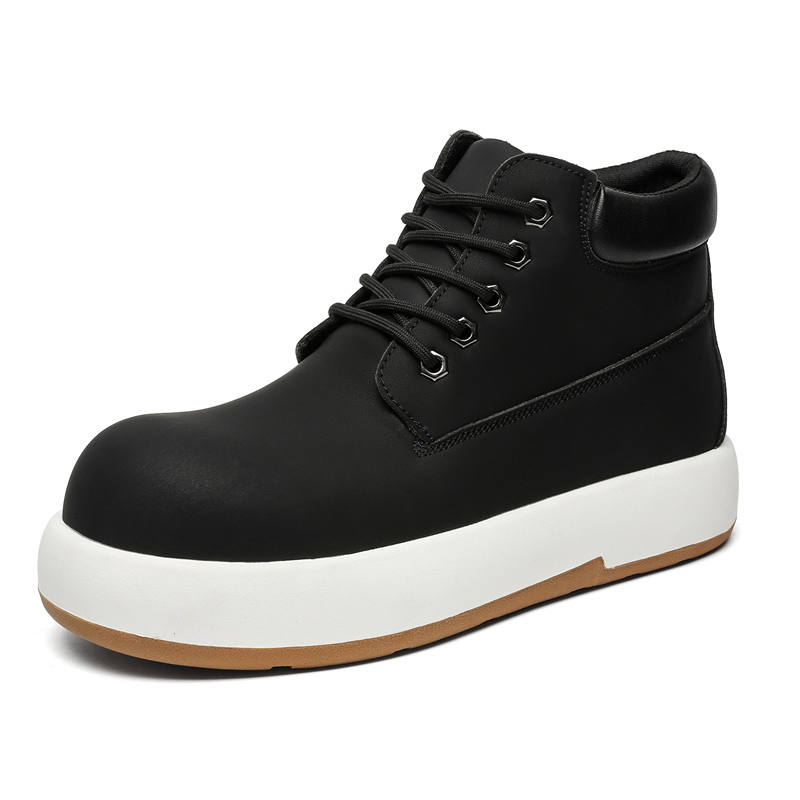 V05 V05 Microfiber Leather Short Combat Boots Men's Black