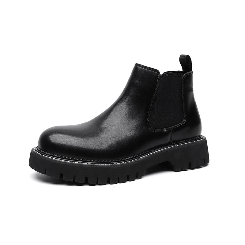 PINYI PINYI Microfiber Leather Short Chelsea Boots Men's Black