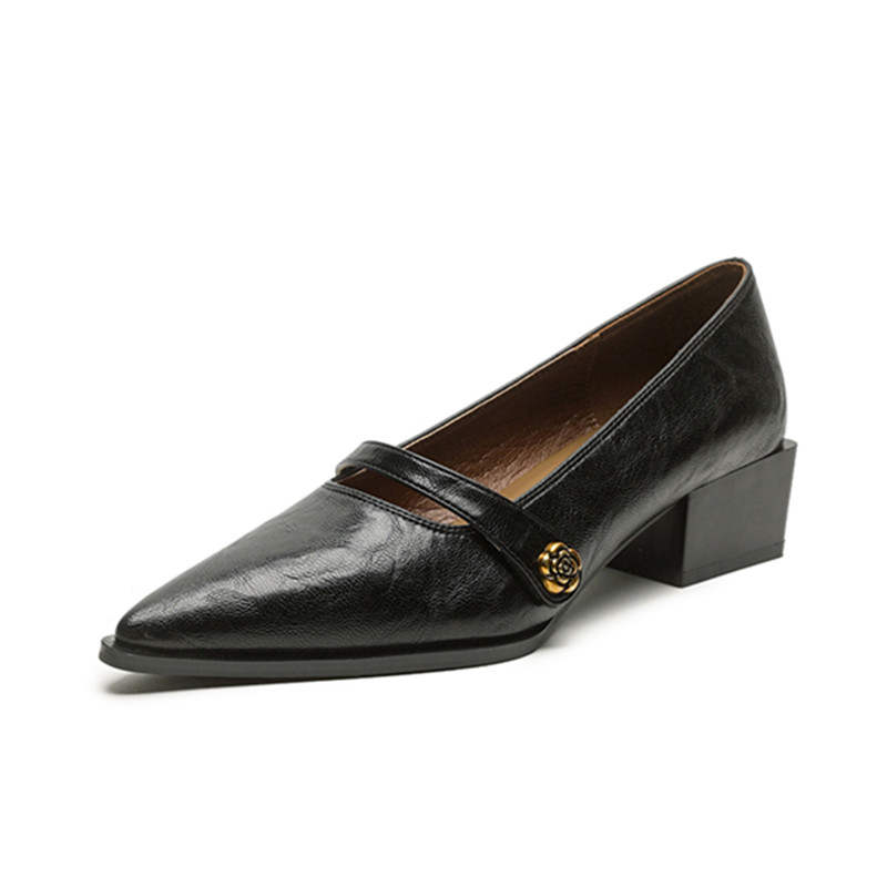 ZUOMILUO Microfiber Leather Chunky Heel Mary Jane Shoes Women's