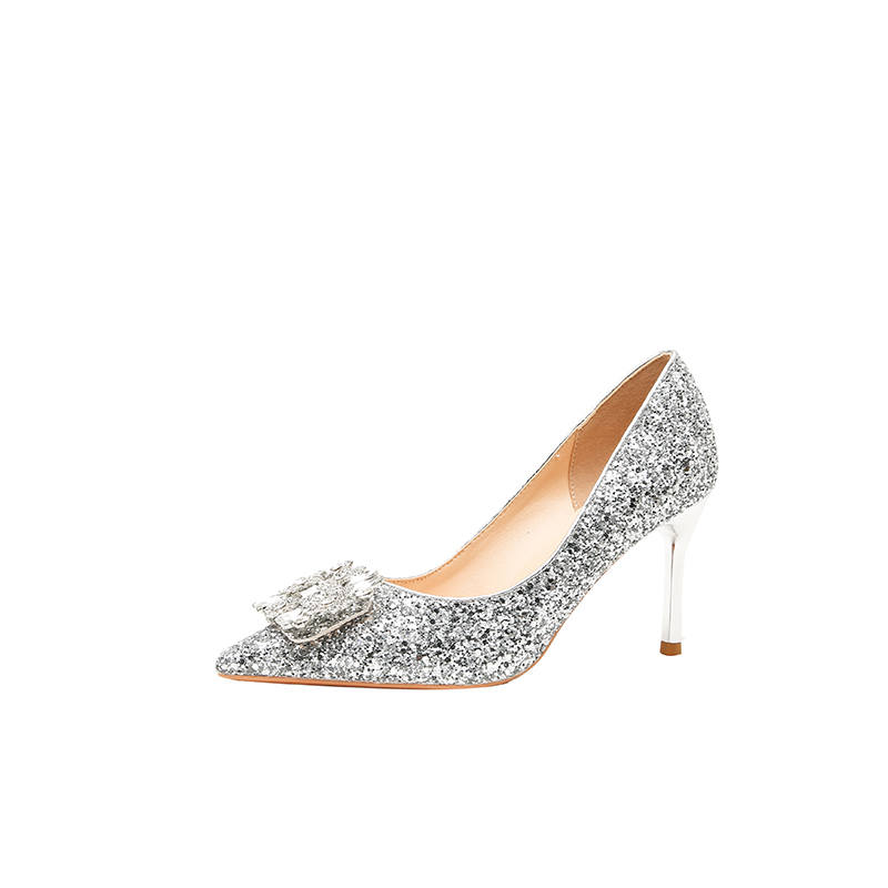 Zubumei Leather Slim Heel High Heels Women's