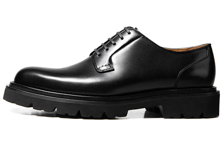 THOM WILLS Cleanfit Business Formal Calfskin Derby Shoes Old Money Style Casual Shoes Men's Black